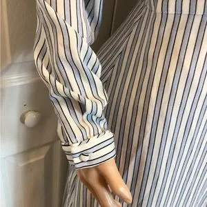 Robe Fausse Portefeuille Time And Tru à Manches Longues - Rayures Bleues, Neuve Avec étiquettes
